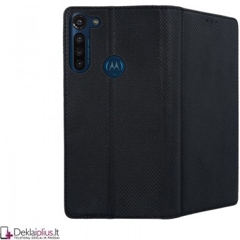 Telone smart magnet serijos atverčiamas dėklas - juodas (MOTO G8 POWER)
